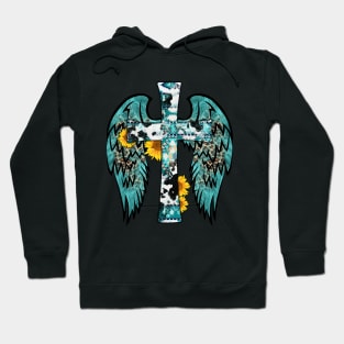 Gemstone Faith Cross Wings Design Hoodie